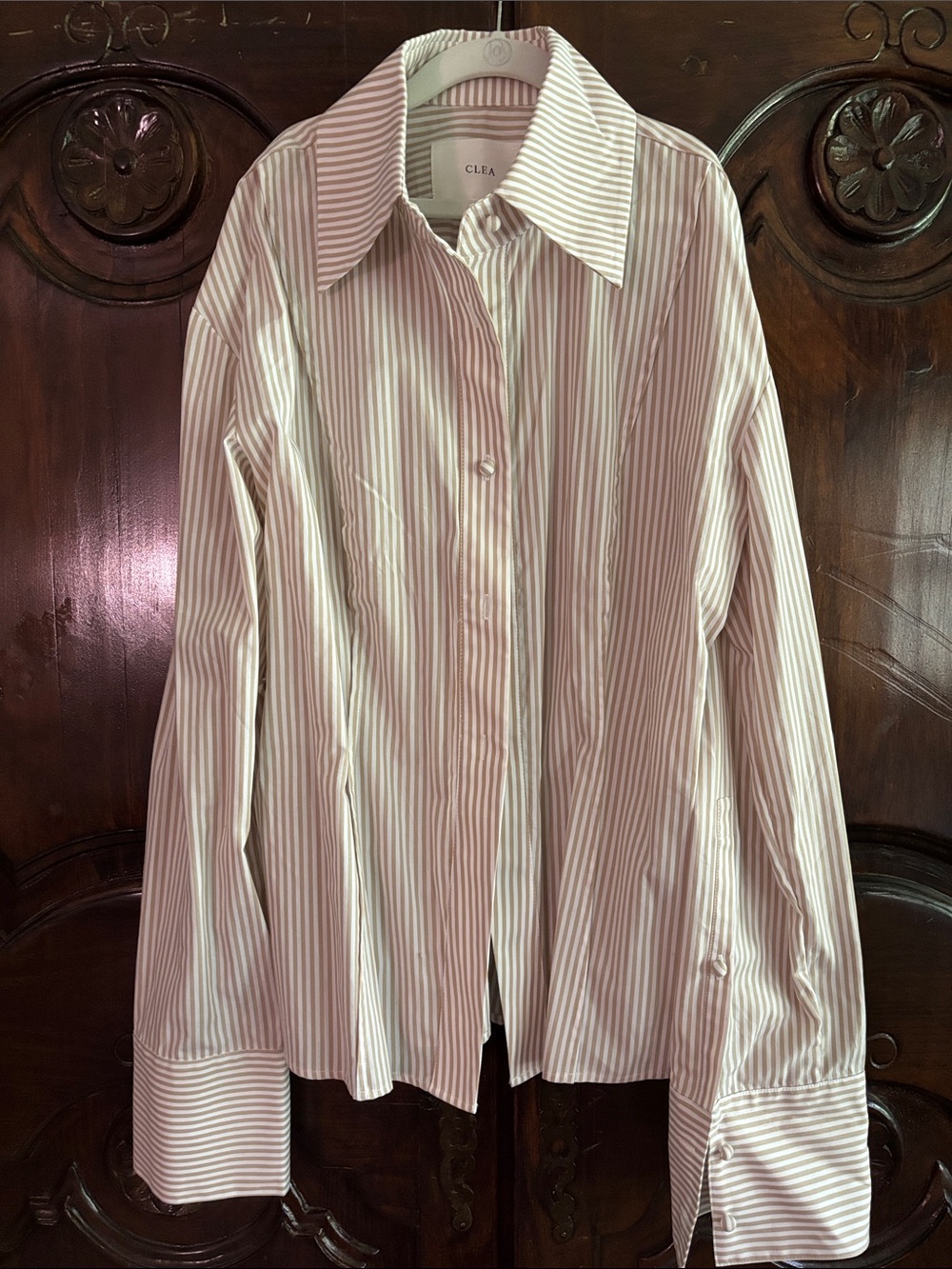 CLEA Striped Shirt in Beige and White